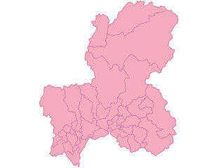 岐阜県　ピンク　地図　イラスト