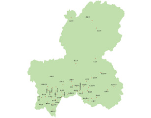 岐阜県　黄緑　地図　斑点　イラスト