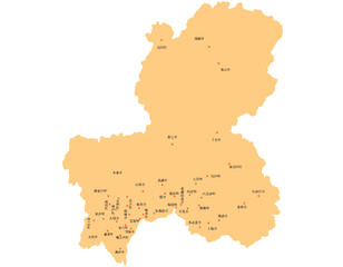 岐阜県　オレンジ　地図　斑点　イラスト