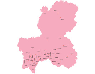 岐阜県　ピンク　地図　斑点　イラスト