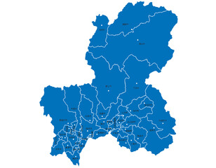 岐阜県　ブルー　地図　斑点　イラスト