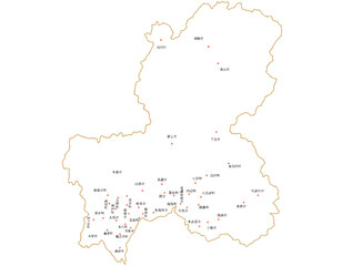 岐阜県　白　地図　斑点　イラスト