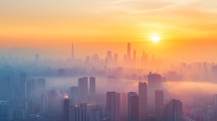 Fototapeta premium The city's air is contaminated by toxic smoke