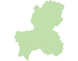 岐阜県　黄緑　地図　斑点　イラスト