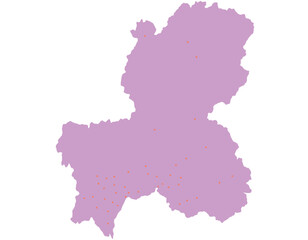 岐阜県　紫　地図　斑点　イラスト