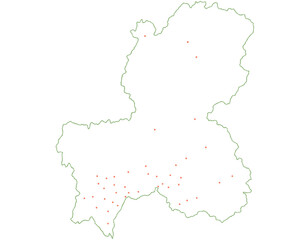 岐阜県　地図　白色　斑点　イラスト