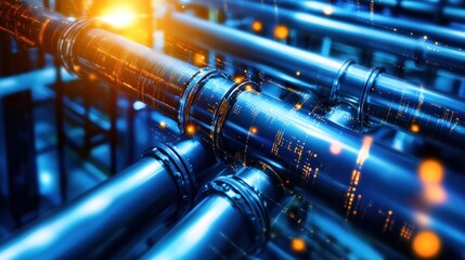 Futuristic Industrial Pipes: Data Flow Visualization