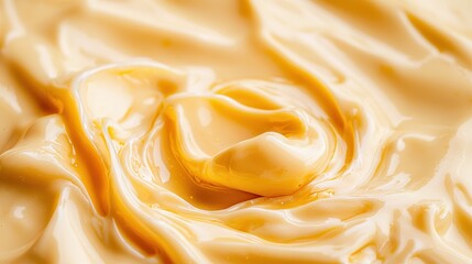 Creamy Yellow Sauce Background with Smooth Texture and Swirls