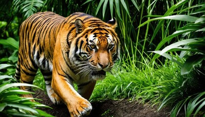 Obraz premium Majestic Tiger in Lush Jungle