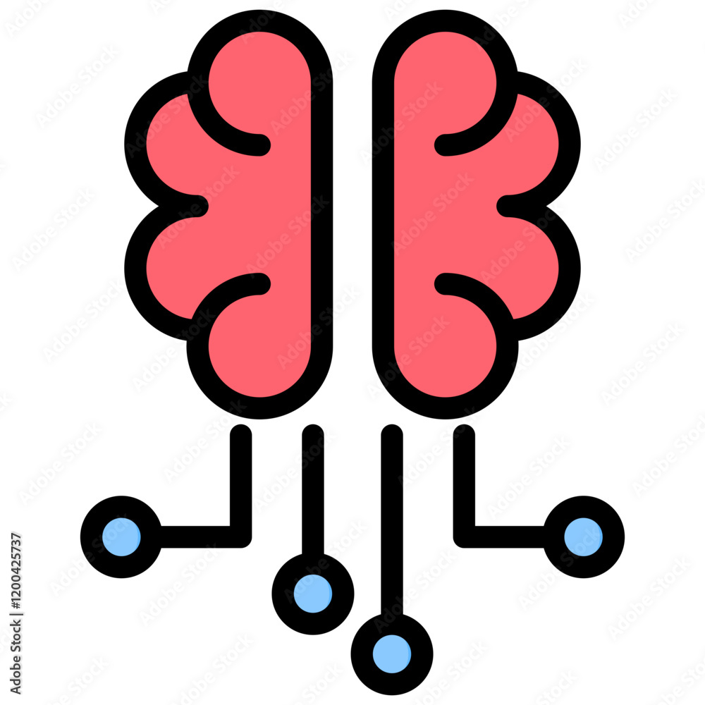 Poster neural network outline color icon