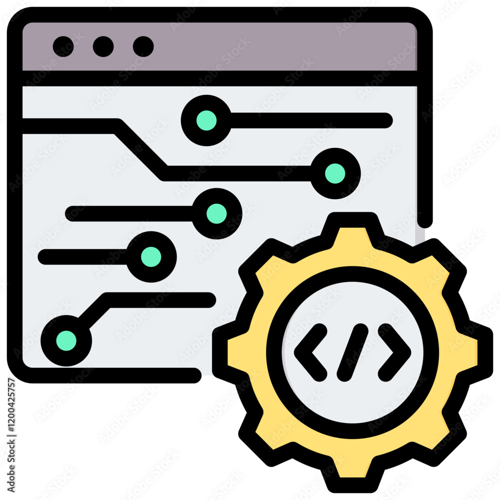 Poster Programming Outline Color Icon