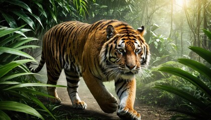 Obraz premium Majestic Tiger in Lush Jungle