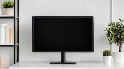 Fototapeta premium Modern Minimalist Workspace with Blank Computer Monitor Display