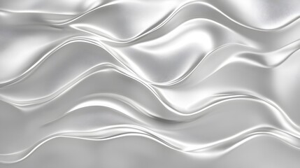 Fototapeta premium Abstract Silver Fabric Waves Flowing Smoothly