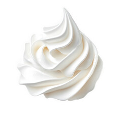swirl of whipped cream. showcasing a smooth and fluffy texture. ideal for topping desserts or beverages its pure white color and elegant shape suggest a light and airy quality. making it visually appe