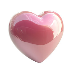 3D heart-shaped object isolated on transparent background, glossy pink color, front view, high resolution, high quality, high detail, sharp focus, isolated, no shadows - Generative AI