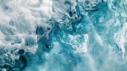 Obraz premium Abstract Teal Water Swirls With White Foam