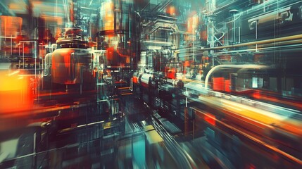 Fototapeta premium Abstract Industrial Complex Futuristic Factory Scene