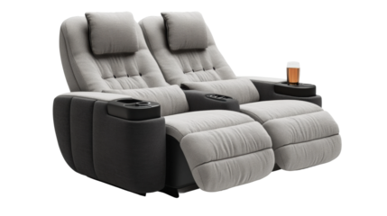 Comfortable reclining chairs designed for relaxation in cozy living spaces isolated on transparent background