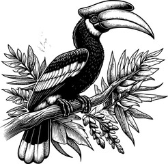 hand drawn hornbill vector art © Koko