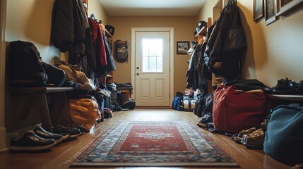Cluttered Entryway: A Messy Yet Cozy Home Entrance