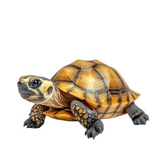 Fototapeta premium beautifully detailed. realistic depiction of a turtle. showcasing its distinct shell patterns and colors against a plain white background the focus on the turtle highlights its unique features. making