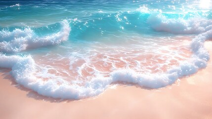 Ocean waves lapping sandy beach, sunrise