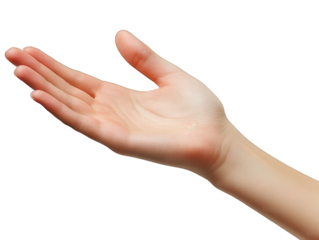 a human hand in a relaxed. open position against a plain white background. suggesting an inviting gesture it symbolizes communication. greeting. or offering assistance the simplicity of the design emp
