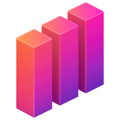 Personal finance insurance tools concept. Three vertical bars with a gradient of pink and orange colors, representing growth or data visualization.