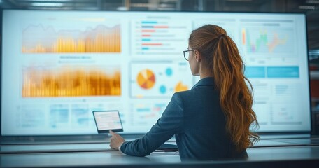 Senior Data Scientist Presentation in Monitoring Room with Digital Reports and Diverse Team Collaboration