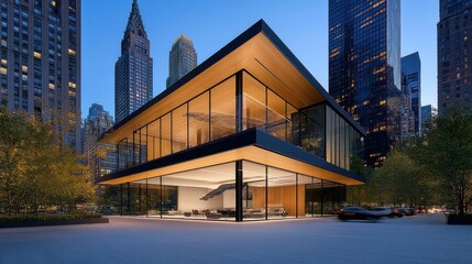 [Contemporary urban architecture design in city center] Modern Urban Oasis Glass Canopy Building in City Center