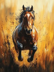 Galloping Thoroughbreds Race to Victory in a Cheering Crowd at the Finish Line