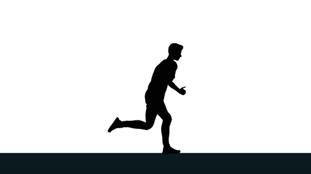 Man running very fast silhouette profile