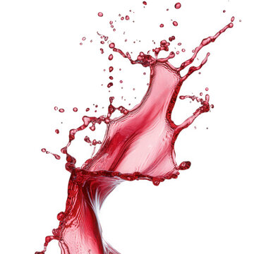 a dynamic splash of red liquid. resembling wine or juice. against a white background the fluid's movement creates an artistic and vibrant composition. emphasizing the energy and beauty of liquid motio
