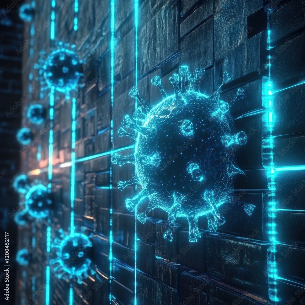 Leinwandbilder strong glowing wall successfully deflects viruses in a high tech environment with advanced protectio