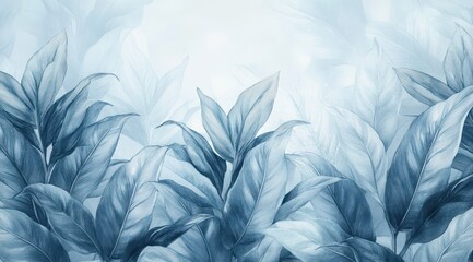 Fototapeta premium Tropical Leaves Mural Wallpaper Watercolor Botanical Illustration Lush Greenery Palm Banana Nature Design