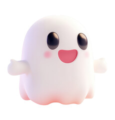 Fototapeta premium Cute Cartoon Ghost Illustration with Transparent Background for Halloween and Fun Designs