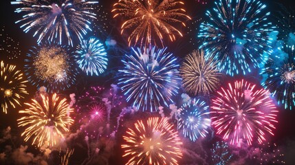 Fototapeta premium A fireworks display with many different colored fireworks