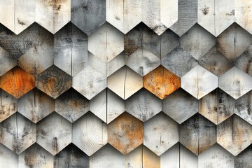 Wooden hexagon wall texture background design
