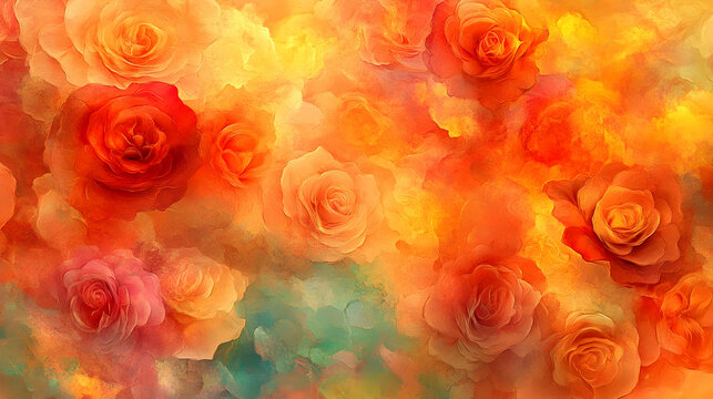 Orange Rose Abstract Painting Background