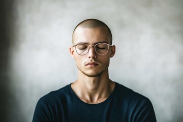 Fototapeta premium Antique head sculpture features pink eyeglasses demonstrating faded colors and unique design elements in an artistic setting