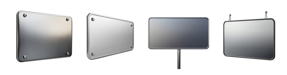 Blank Sign Mockups: Four blank signage mockups in different angles and orientations, perfect for showcasing your design and branding. Minimalistic and professional.
