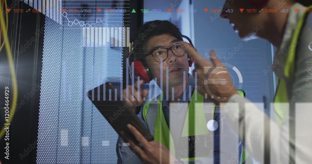 Poster image of data processing over diverse it engineers by computer servers