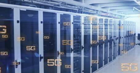 Image of 5g text and data processing over computer servers