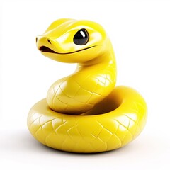 Fototapeta premium Adorable Yellow Snake Cartoon Character 3D Render Cute Reptile Illustration