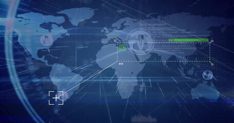 Image of network of connections over world map