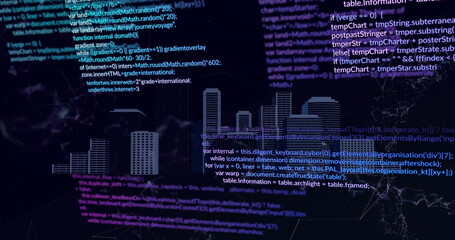 Image of data processing over digital city