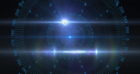 Image of numbers in circles over light spots