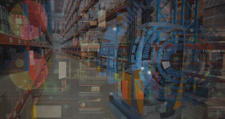 Image of scope and financial data processing over warehouse