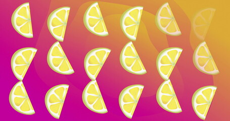 Image of moving lemons over colourful shapes